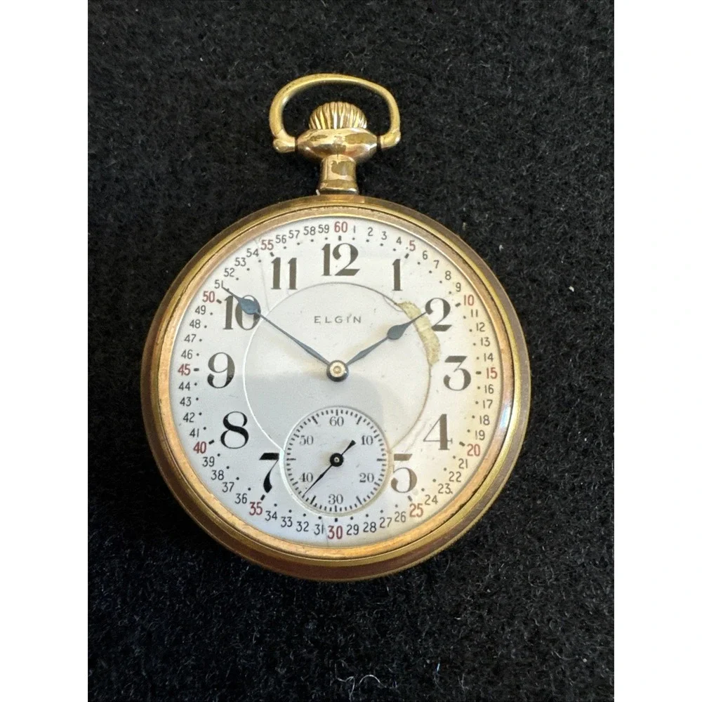 Railroad Grade Elgin Father Time Pocket Watch Running Well 21 Jewels Gold Filled